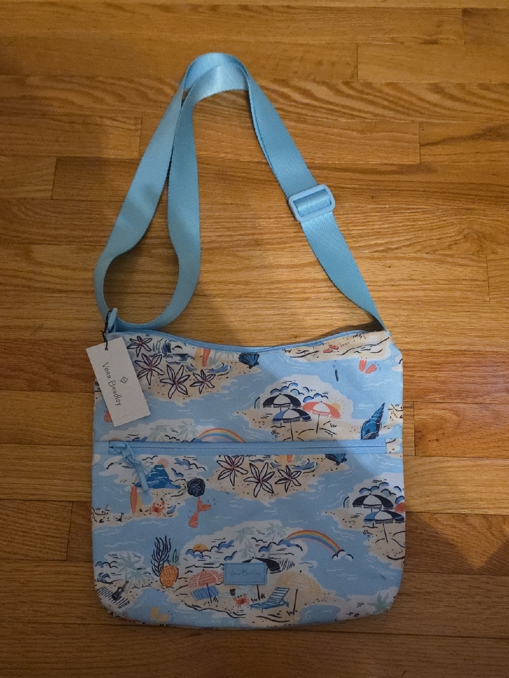 Vera Bradley Retired Hipster Crossbody in the light blue "Beach Treasures"
